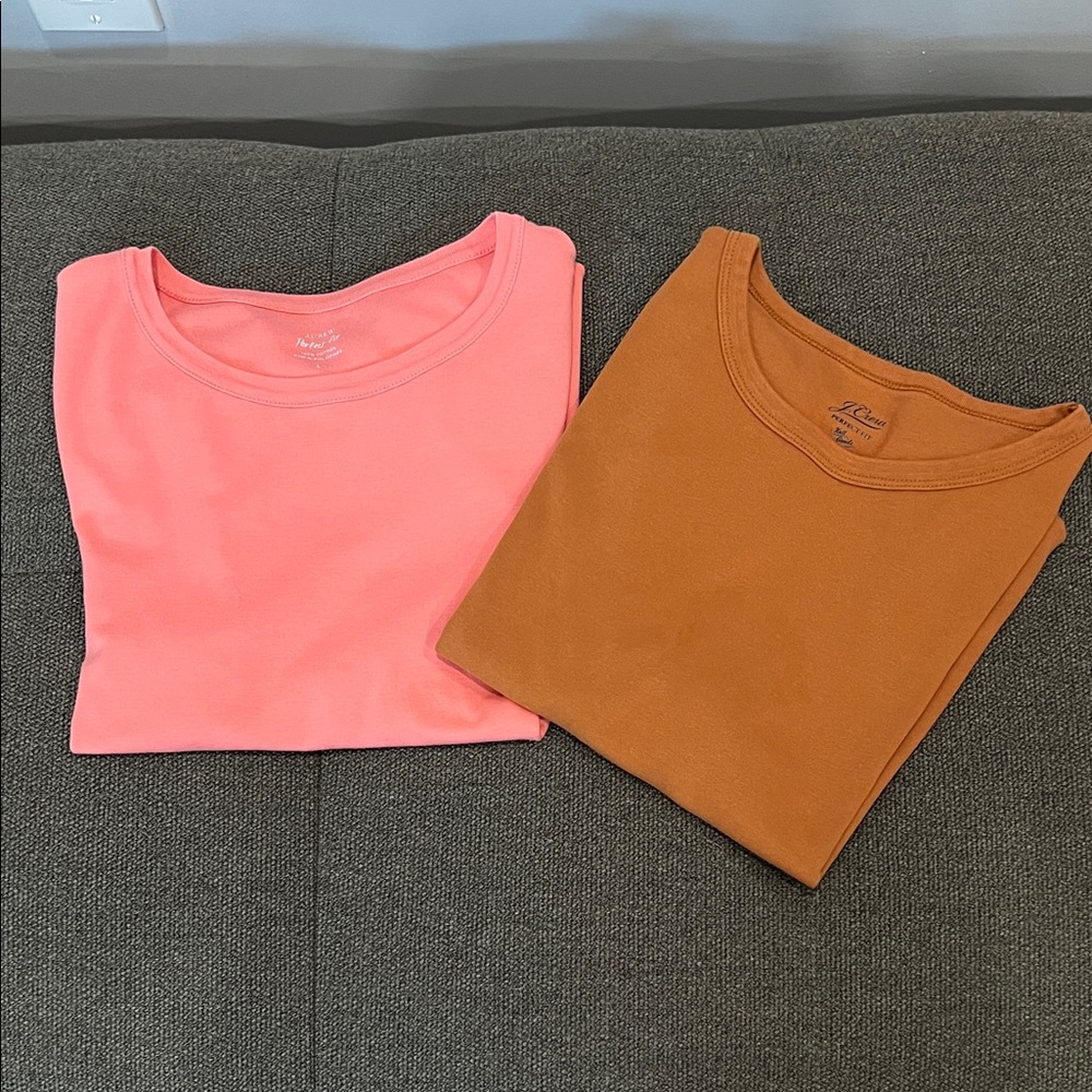 J. Crew Coral and Rust Short Sleeve Tees